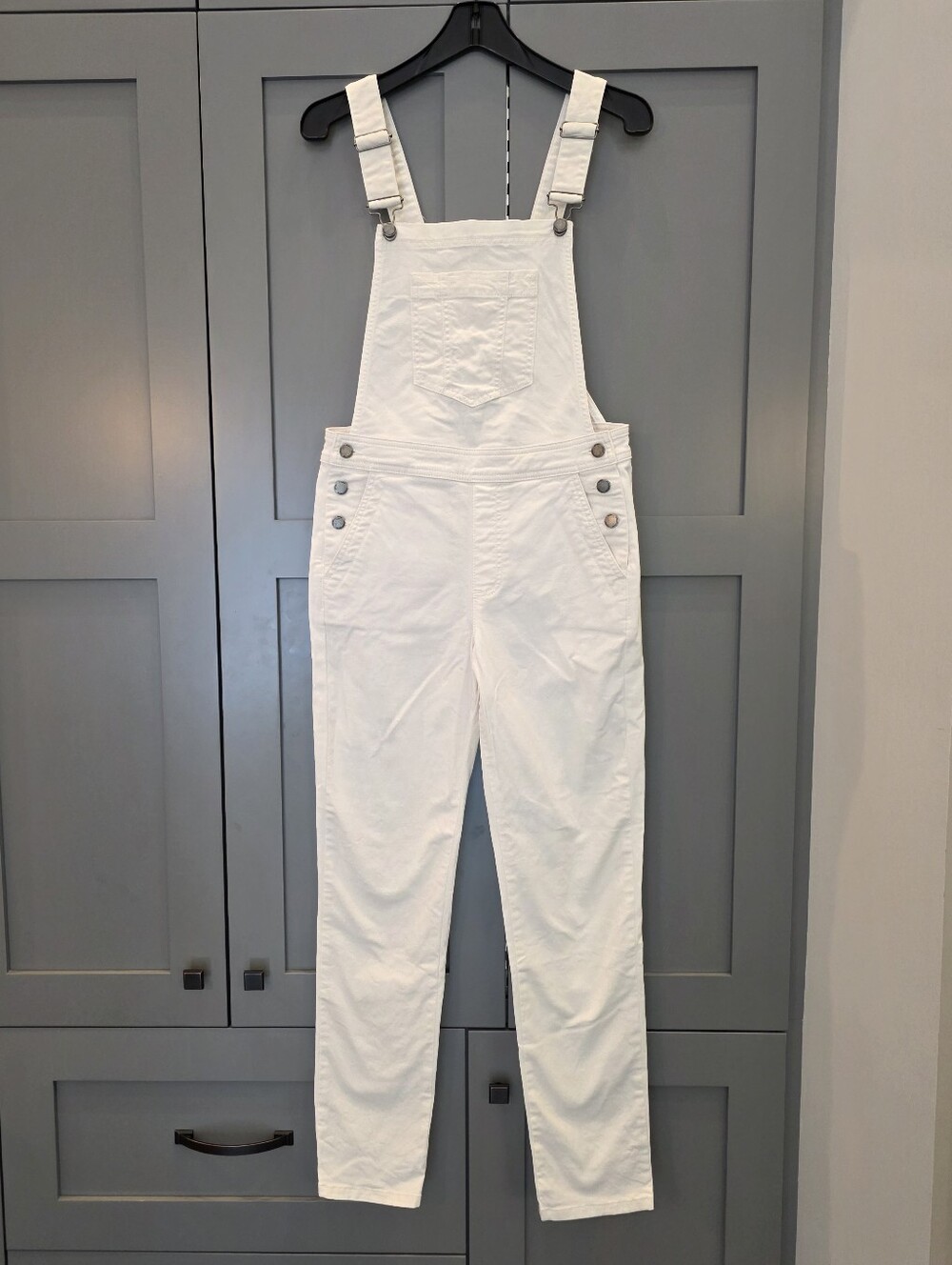 BODEN Girlfriend Dungarees IVORY Denim Size 4 Overalls Ankle Preppy Classic - Picture 4 of 13